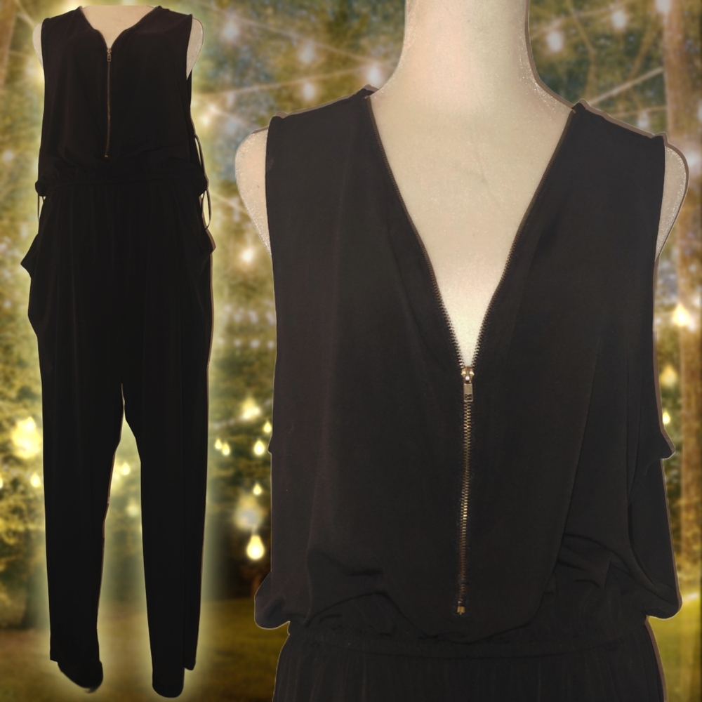 Ambience Zip Front Black Sleeveless Jumpsuit